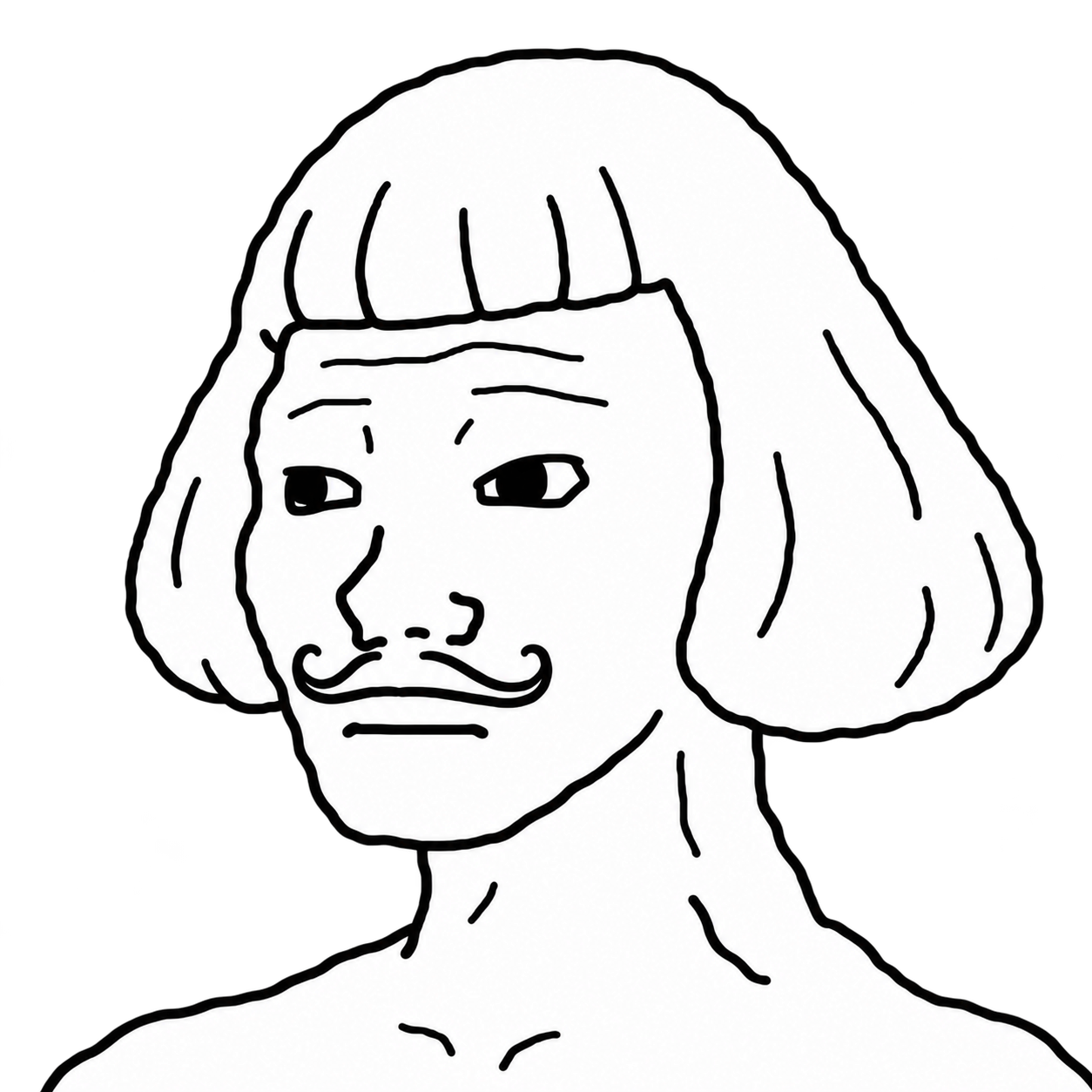 Original hand-drawn portrait of Wojak Phil